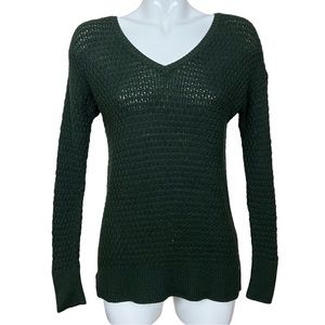 American Eagle Dark Green V Neck Wool Knit Blend Sweater Size Small
